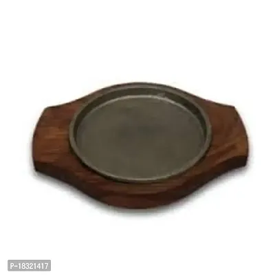 Anaya Afroz Dessert Serving Plate Brownie Sizzler Tray with Wooden Base, 6 inch-thumb2