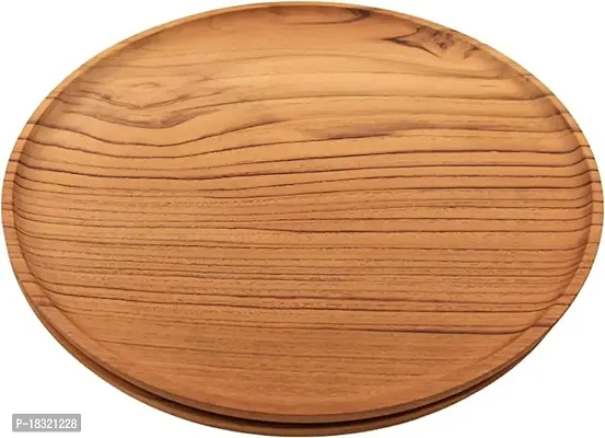 Anaya Afroz Dinner Plates, Acacia Round Wood Plates, Unbreakable Classic Plates, Easy Cleaning  Lightweight for Dishes Snack,-thumb3