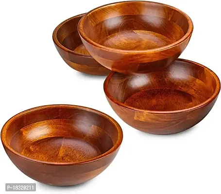 Anaya Afroz Sheesham Wood Round Shape Multipurpose Serving Bowl Set of 4 Wooden Dessert Bowl (Size 12,5, Pack of 1)