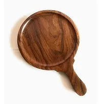 Anaya Afroz Wood Hand-Crafted Wooden Pizza  Snack Serving Plate/Tray/Dish for Kitchen/Home/Caf?/Restaurants (Sheesham Wood , Set of 1 Size 9X13 Inch-thumb3