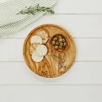 Anaya afroz Wooden Plates Dinner Plates, Acacia Round Wood Plates, Unbreakable Classic Plates, Easy Cleaning  Lightweight for Dishes Snack, Dessert Christmas Gift-thumb1