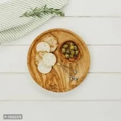 Anaya afroz Wooden Plates Dinner Plates, Acacia Round Wood Plates, Unbreakable Classic Plates, Easy Cleaning  Lightweight for Dishes Snack, Dessert Christmas Gift-thumb2