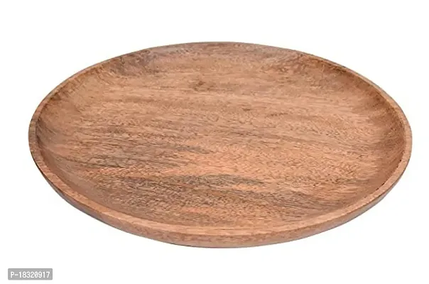 Anaya Afroz Wooden Plates Dinner Plates, Acacia Round Wood Plates, Unbreakable Classic Plates, Easy Cleaning-thumb2