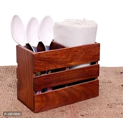 Anaya Afroz Wooden Kitchen Utensil Holder Wooden Cutlery Holder Storage Box Multipurpose Stand