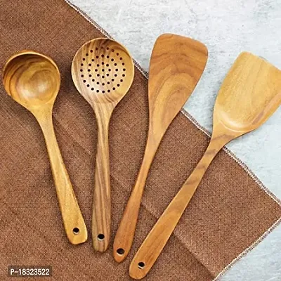 Anaya Afroz Natural Wood Kitchen Spatula - Durable and Heat Resistant Wooden Cooking and Serving Spoons.