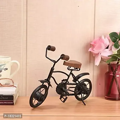 Anaya Afroz Wood and Wrought Iron Mini Cycle Figurine/Vintage Bike Iron Vehicle Model Bicycle for Toy Gifts Showcase Display Home Desktop Decor, Black, Small, 1 Piece-thumb0