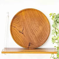 Anaya Afroz Wooden Plates Dinner Plates, Acacia Round Wood Plates, Unbreakable Classic Plates, Easy Cleaning  Lightweight for Dishes-thumb1