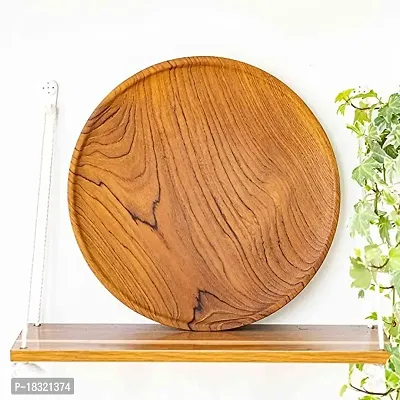 Anaya Afroz Wooden Plates Dinner Plates, Acacia Round Wood Plates, Unbreakable Classic Plates, Easy Cleaning  Lightweight for Dishes-thumb2