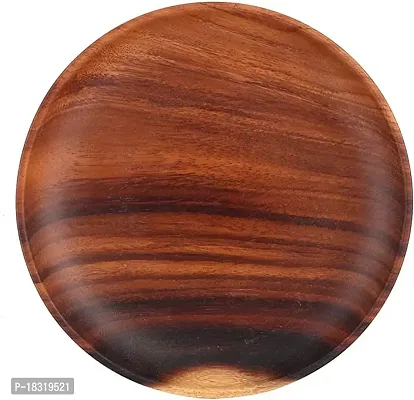 Anaya Afroz Dinner Plates, Acacia Round Wood Plates, Unbreakable Classic Plates, Easy Cleaning  Lightweight for Dishes Snack, Dessert, Housewarming-thumb2