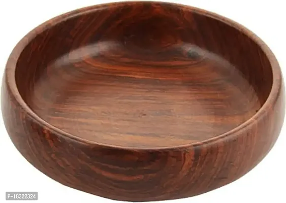 Anaya Afroz Flat Base Wooden Serving Bowl for Salads, Fruits, Popcorn, Pasta