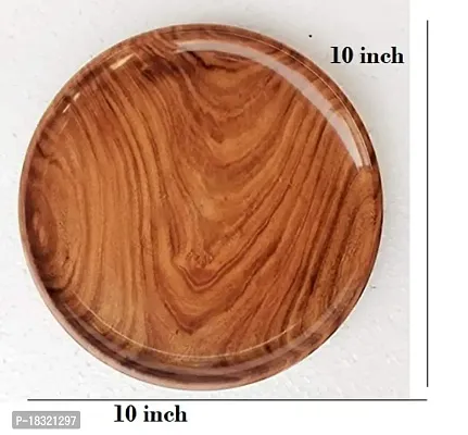 Anaya Afroz Dinner Plates, Acacia Round Wood Plates, Unbreakable Classic Plates, Easy Cleaning  Lightweight for Dishes Snack Dessert, Housewarming-thumb2