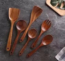 Anaya Afroz Wooden Kitchen Utensils Set, 6 PCS Wooden Spoons for Cooking,Wooden Cooking Utensils,Natural Teak Wooden Spoons for Non-Stick Pan-thumb3