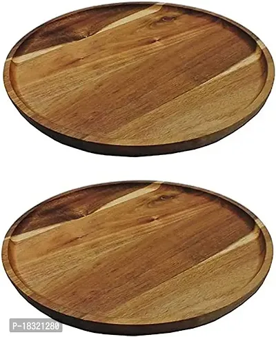 Anaya afroz Wooden Plates Dinner Plates, Acacia Wood Plates, Unbreakable Classic Plates, Easy Cleaning  Lightweight for Dishes Snack, Dessert, Housewarming, Christmas Gift