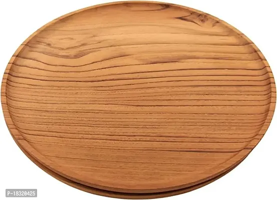 Anaya Afroz Dinner Plates, Acacia Round Wood Plates, Unbreakable Classic Plates, Easy Cleaning  Lightweight for Dishes Snack, Dessert Housewarming-thumb0