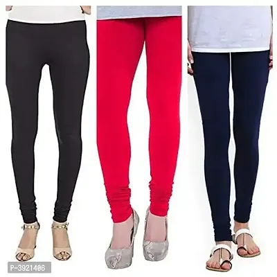 Women's Cotton Solid Leggings (Pack of 3)-thumb0