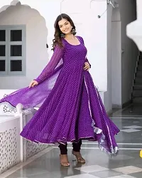 Elegant Georgette Printed Gown With Dupatta For Women-thumb1