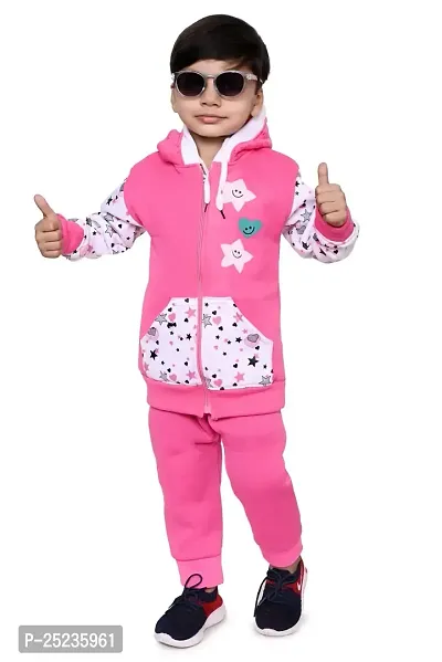 Stylish Cotton Pink Printed Sweaters With Pants For Boys-thumb0