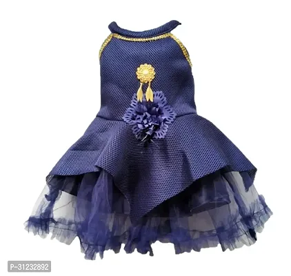 Stylish Navy Blue Cotton Dress For Girls-thumb0