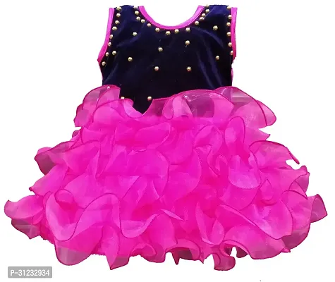 Stylish Pink Cotton Dress For Girls-thumb0