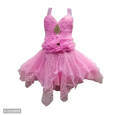 Stylish Pink Cotton Dress For Girls-thumb0