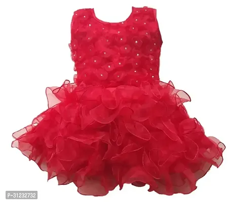 Stylish Maroon Net Dress For Girls-thumb0