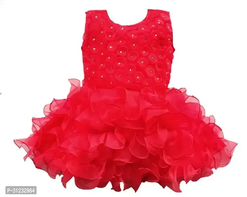 Stylish Red Net Dress For Girls-thumb0