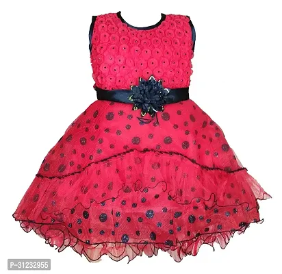 Stylish Pink Cotton Dress For Girls-thumb0