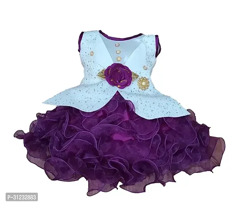 Stylish Purple Cotton Dress For Girls-thumb0