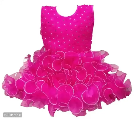 Stylish Magenta Net Dress For Girls