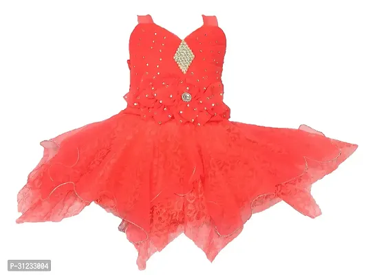 Stylish Orange Cotton Dress For Girls-thumb0