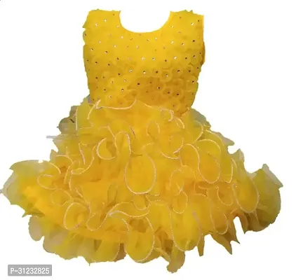 Stylish Yellow Net Dress For Girls-thumb0