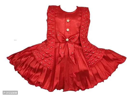 Stylish Red Cotton Dress For Girls