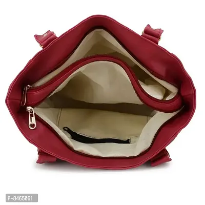 Maroon Pu Self Pattern Handbags For Women-thumb2