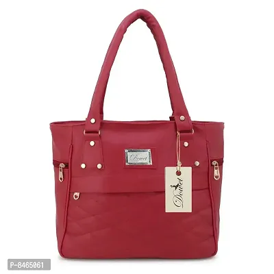 Maroon Pu Self Pattern Handbags For Women-thumb4