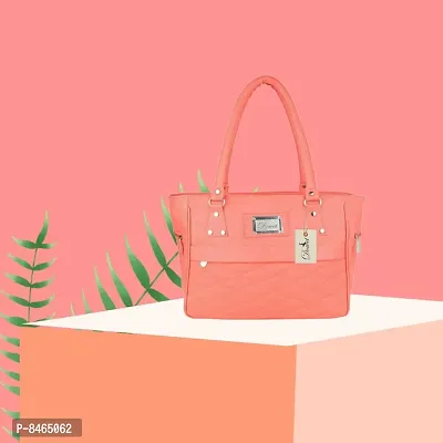 Elegant Peach PU Handbags For Women-thumb0