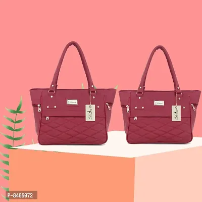 Elegant Maroon PU Handbags For Women- Pack Of 2-thumb0
