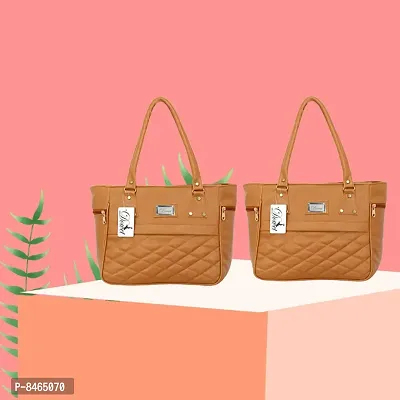 Elegant Brown PU Handbags For Women- Pack Of 2-thumb0
