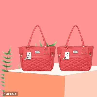 Elegant Pink PU Handbags For Women- Pack Of 2-thumb0