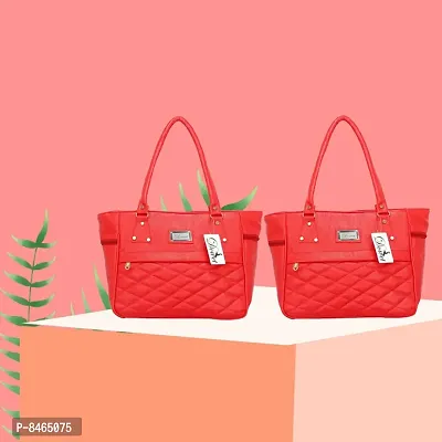 Elegant Red PU Handbags For Women- Pack Of 2