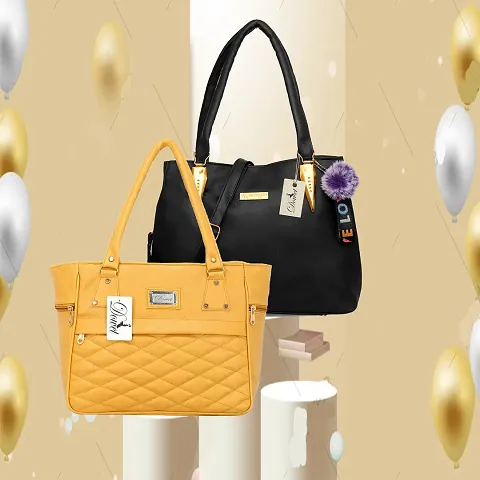 Elegant PU Handbags For Women - Pack Of 2