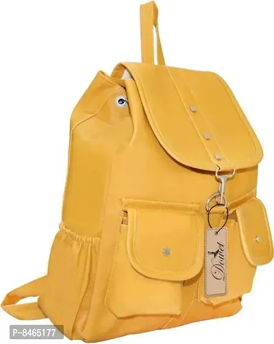 Stylish Yellow PU Backpacks For Women-thumb5