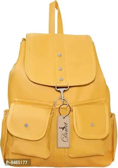 Stylish Yellow PU Backpacks For Women-thumb0