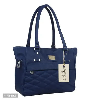Stylish Blue Pu Solid Handbags For Women