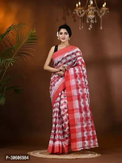 Trendy Handloom Cotton Printed Saree Without Blouse Piece-thumb2