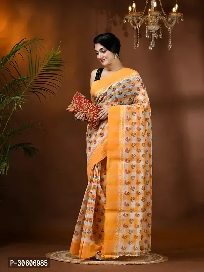 Trendy Handloom Cotton Printed Saree Without Blouse Piece-thumb3