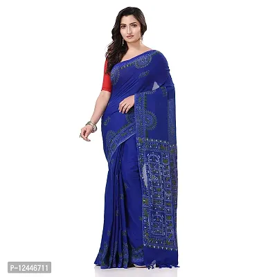 Stylish Fancy Cotton Saree With Blouse Piece For Women-thumb0