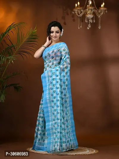 Trendy Handloom Cotton Printed Saree Without Blouse Piece-thumb3