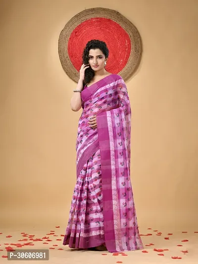 Trendy Handloom Cotton Printed Saree Without Blouse Piece