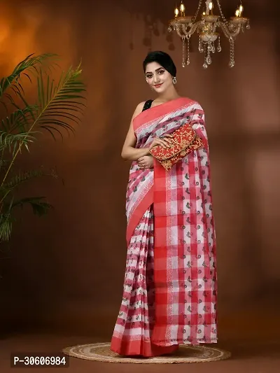 Trendy Handloom Cotton Printed Saree Without Blouse Piece-thumb4