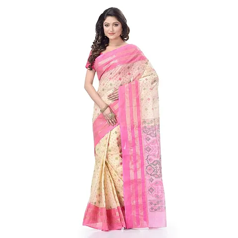 dB DESH BIDESH Women's Tant Saree Without Blouse Piece (DB271220JAMPRINT3_Pink)